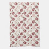 Romantic Blush & Burgundy Peony Floral Pattern キッチンタオル (縦)