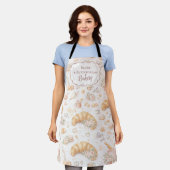 Romantic Blush Croissant Bakery Business エプロン (着用した状態)