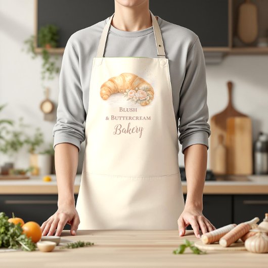 Romantic Blush Croissant Bakery Business エプロン