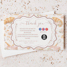 Romantic Blush Croissant Bakery Business サンキューカード