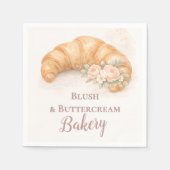 Romantic Blush Croissant Bakery Business スタンダードカクテルナプキン (正面)