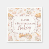 Romantic Blush Croissant Bakery Business スタンダードカクテルナプキン (正面)