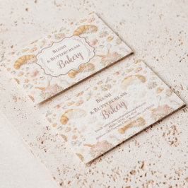 Romantic Blush Croissant Bakery Business 名刺