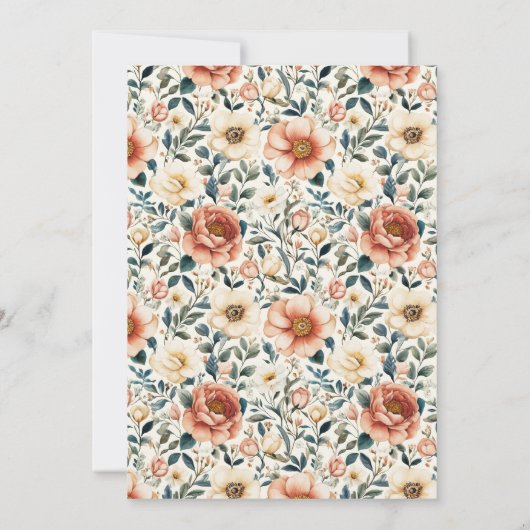 Romantic Blush Floral Border 招待状 (裏面)