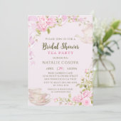 Romantic Blush Floral Bridal Shower Tea Party 招待状 (スタンド正面)