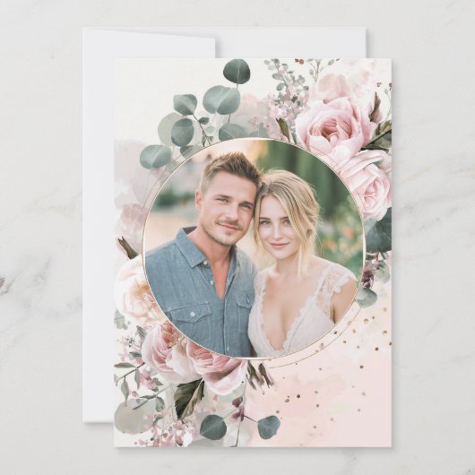 Romantic Blush Floral Wedding 招待状 (裏面)