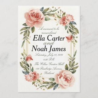 Romantic Blush Floral Wedding Invitation 招待状
