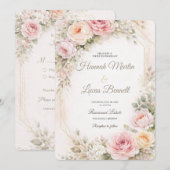 Romantic Blush Floral Wedding Invitation Mockup  招待状 (正面/裏面)