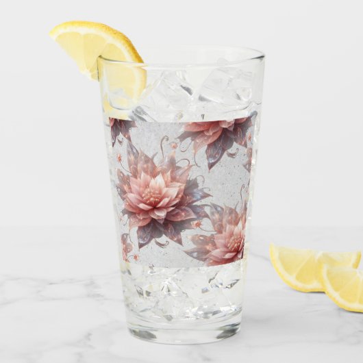 Romantic Blush Flowers Glass Cup – Floral Drinkwar タンブラーグラス (アイス正面)