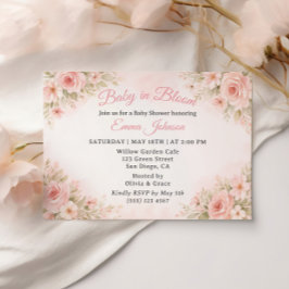 Romantic Blush Garden Baby in Bloom Invite 招待状