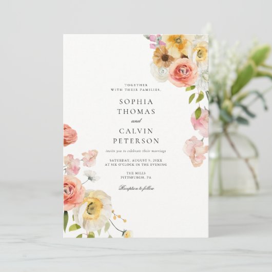 Romantic Blush Garden Wedding Invitation 招待状 (スタンド正面)