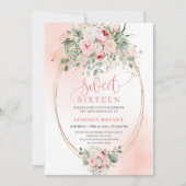 Romantic Blush Greenery Sweet Sixteen Invite 招待状 (正面)