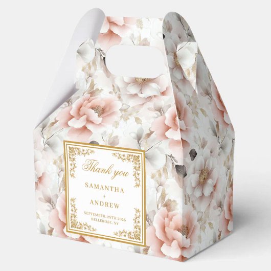 Romantic blush ivory boho floral wedding favor box フェイバーボックス