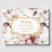 Romantic Blush Ivory Gold Floral Wedding Book ゲストブック (正面)