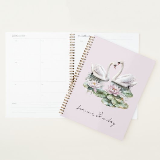 Romantic Blush Lotus Floral Swans   プランナー手帳 (ディスプレー)