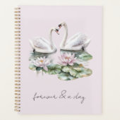 Romantic Blush Lotus Floral Swans   プランナー手帳 (正面)