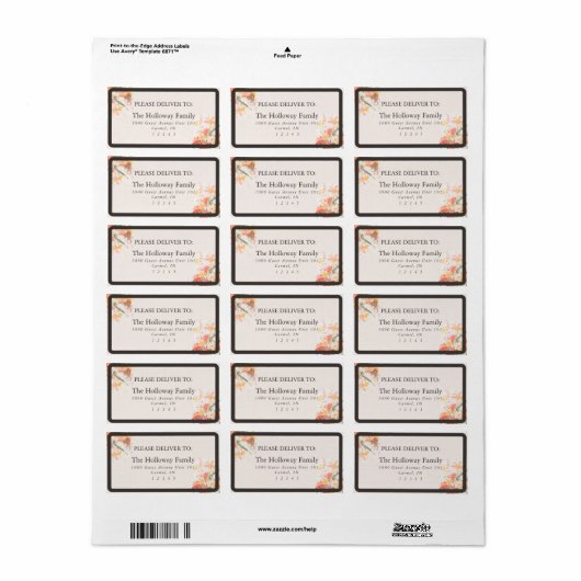 Romantic Blush Painted Floral Wedding ラベル (フルシート)