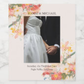 Romantic Blush Painted Floral Wedding ワインラベル (シングルラベル)