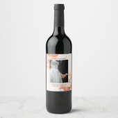 Romantic Blush Painted Floral Wedding ワインラベル (正面)