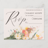Romantic Blush Painted Floral Wedding RSVP QR Code エンクロージャーカード (正面)