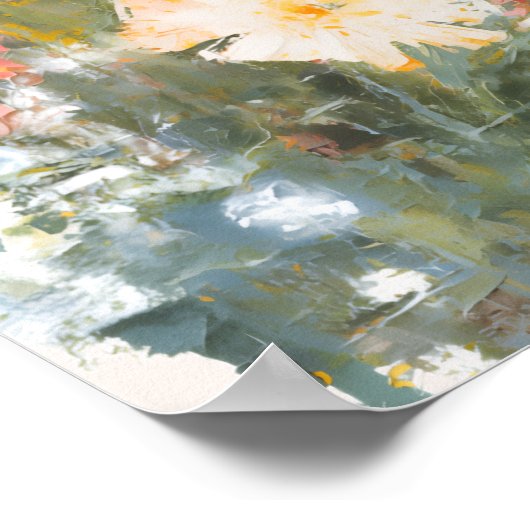 Romantic Blush Painted Floral Wedding Welcome ポスター (角)