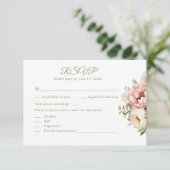 Romantic Blush & Peach Floral Wedding RSVP Card (スタンド正面)