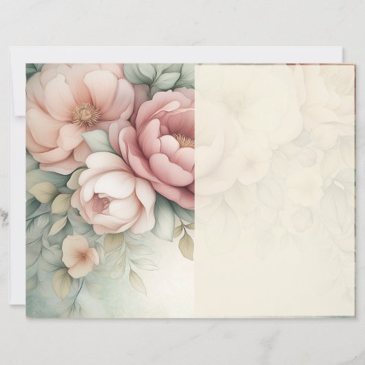 Romantic Blush Peony Junk Journal Page (正面)