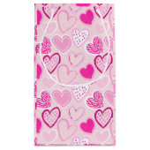 Romantic Blush Pink and Magenta Patterned Heart スモールペーパーバッグ (裏面)