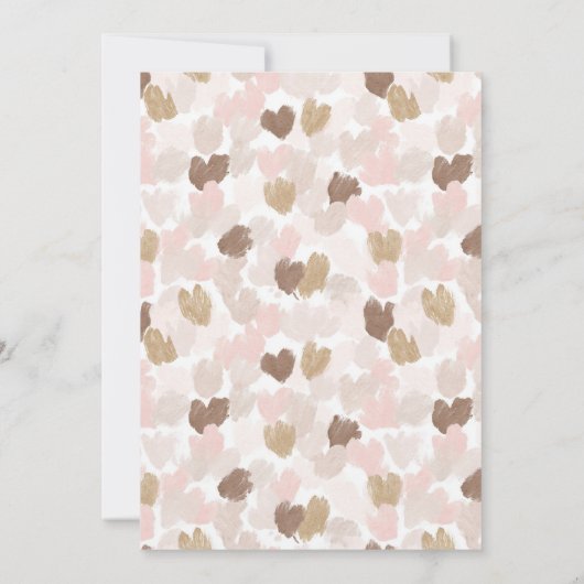 Romantic Blush Pink Brown Cream Hearts Wedding 招待状 (裏面)