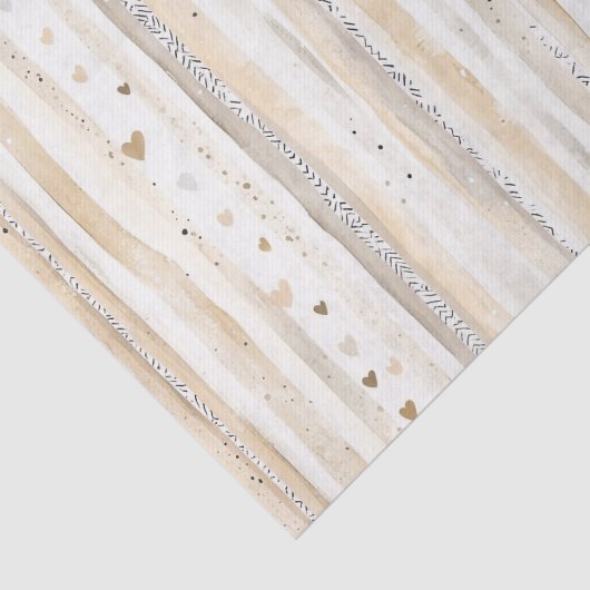 Romantic Blush Pink Cream Cream Hearts Stripes 薄葉紙 (詳細)