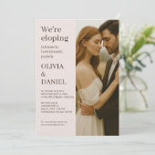 Romantic Blush Pink Elopement Minimalist Photo  招待状 (スタンド正面)