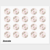 Romantic Blush Pink Floral 50th Birthday Stickers ラウンドシール (シート)