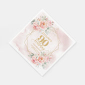 Romantic blush pink floral 90th birthday paper  スタンダードランチョンナプキン (角)