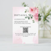 Romantic Blush Pink Floral Wedding Details Card エンクロージャーカード (スタンド正面)