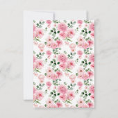 Romantic Blush Pink Floral Wedding Details Card サンキューカード (裏面)
