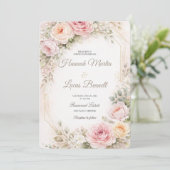 Romantic Blush Pink Floral Wedding Invitation 招待状 (スタンド正面)