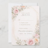 Romantic Blush Pink Floral Wedding Invitation 招待状 (裏面)