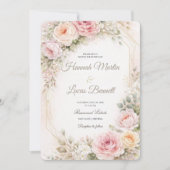 Romantic Blush Pink Floral Wedding Invitation 招待状 (正面)