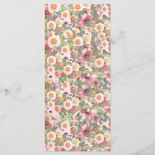 Romantic Blush Pink Floral Wedding Menu Card メニュー (裏面)