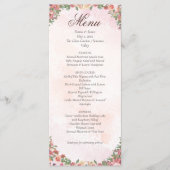 Romantic Blush Pink Floral Wedding Menu Card メニュー (正面)