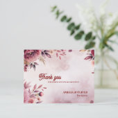 Romantic Blush Pink Floral Wedding Thank You ポストカード (スタンド正面)