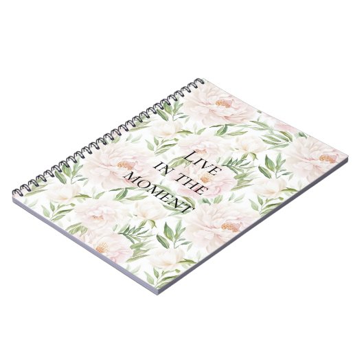 Romantic Blush Pink Flowers ノートブック (左側)