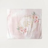 Romantic blush pink flowers baby shower backdrop タペストリー (正面(横))