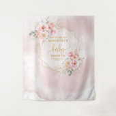 Romantic blush pink flowers baby shower backdrop タペストリー (正面)