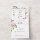 Romantic Blush Pink/Ivory Watercolor Roses Wedding オールインワン招待状 (内側)