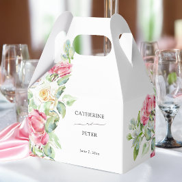 Romantic Blush Pink/Ivory Watercolor Roses Wedding フェイバーボックス