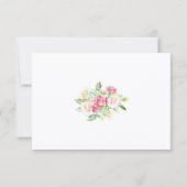 Romantic Blush Pink/Ivory Watercolor Roses Wedding 出欠カード (裏面)