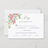 Romantic Blush Pink/Ivory Watercolor Roses Wedding 出欠カード (正面)