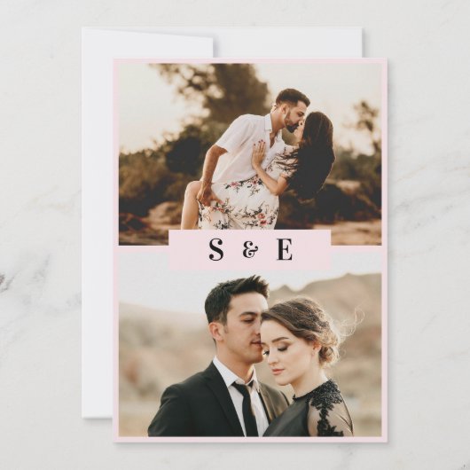 Romantic Blush Pink Photo Wedding 招待状 (裏面)