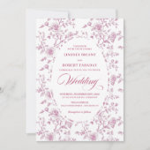 Romantic Blush Pink Rose Pattern Wedding Invites 招待状 (正面)